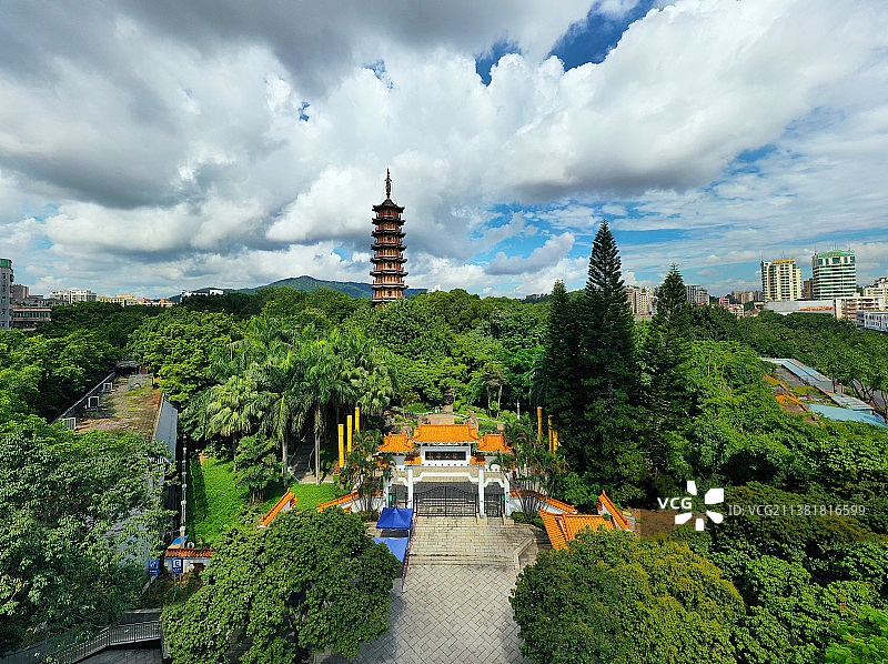 广东省深圳市龙华区龙华公园航拍图片素材