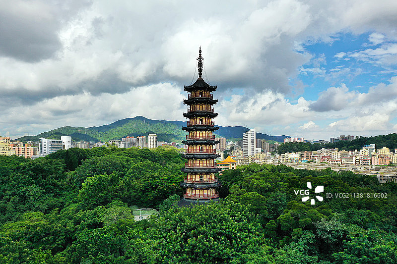 广东省深圳市龙华区龙华公园航拍图片素材