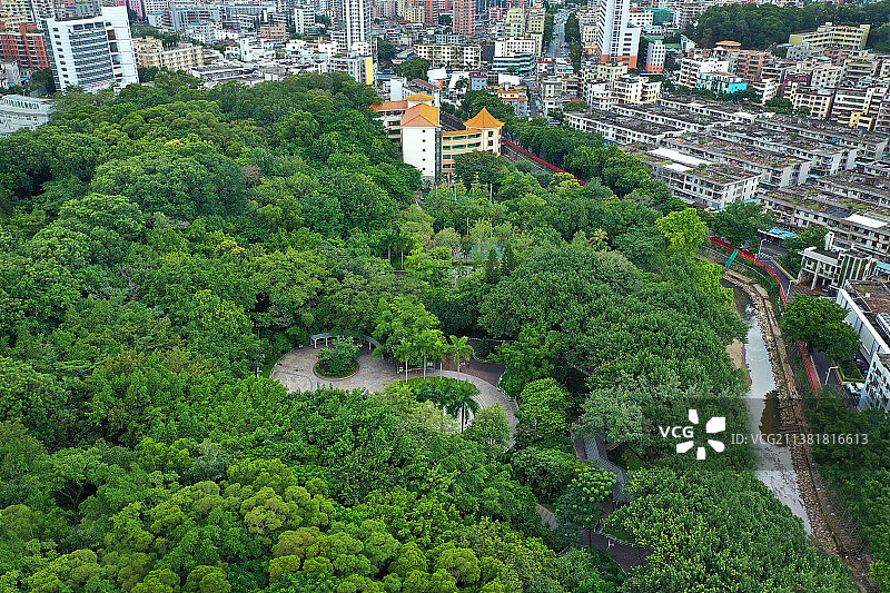广东省深圳市龙华区龙华公园航拍图片素材