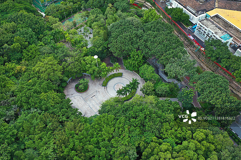 广东省深圳市龙华区龙华公园航拍图片素材