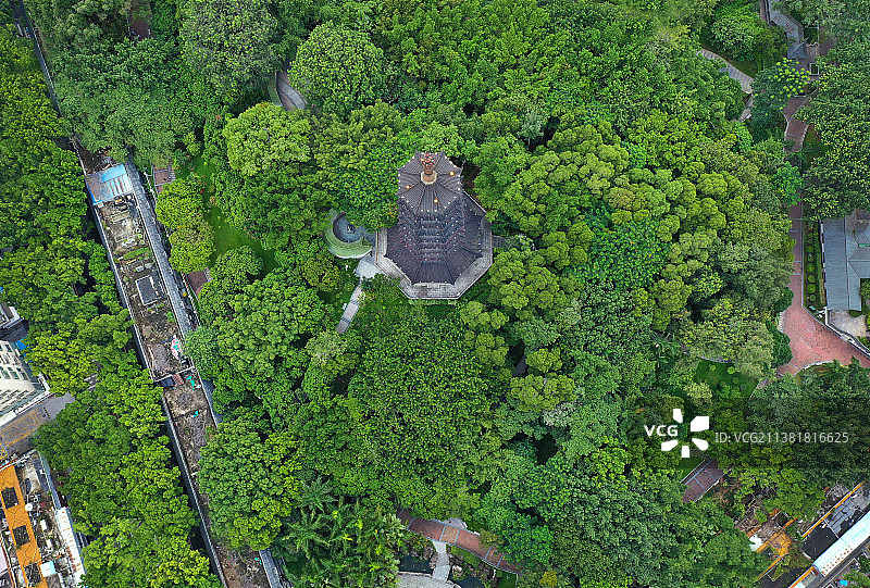广东省深圳市龙华区龙华公园航拍图片素材