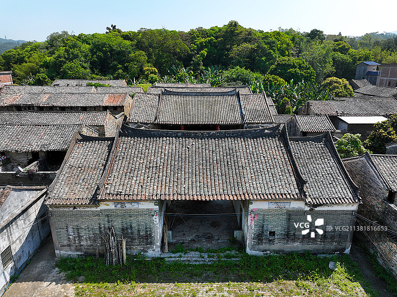 广东省惠州市龙门县龙华镇功武村三光楼航拍图片素材