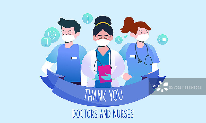 感谢医生和护士扁平设计图片素材