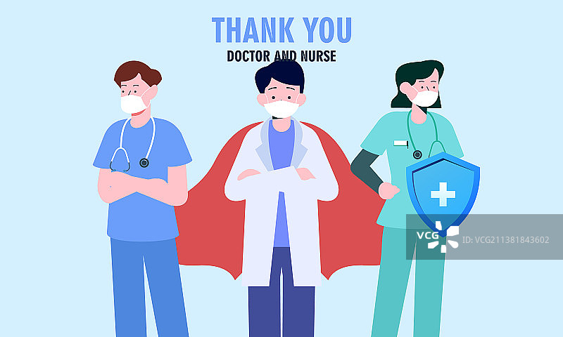 感谢医生和护士扁平设计图片素材
