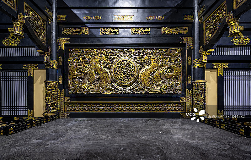 横店影视城摄影棚秦朝皇宫大殿内景图片素材