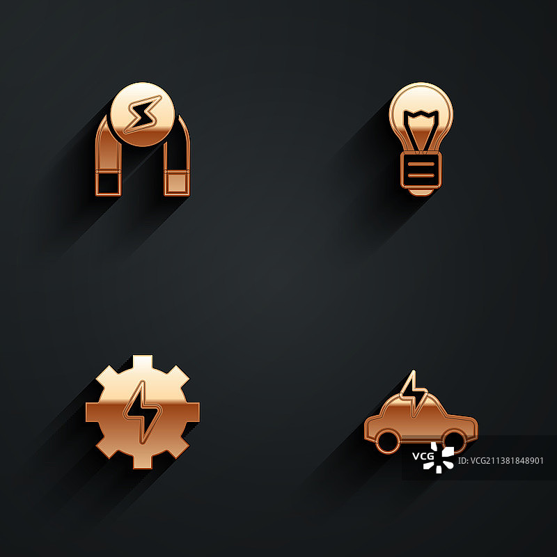 磁铁、创意灯泡和齿轮合集图片素材