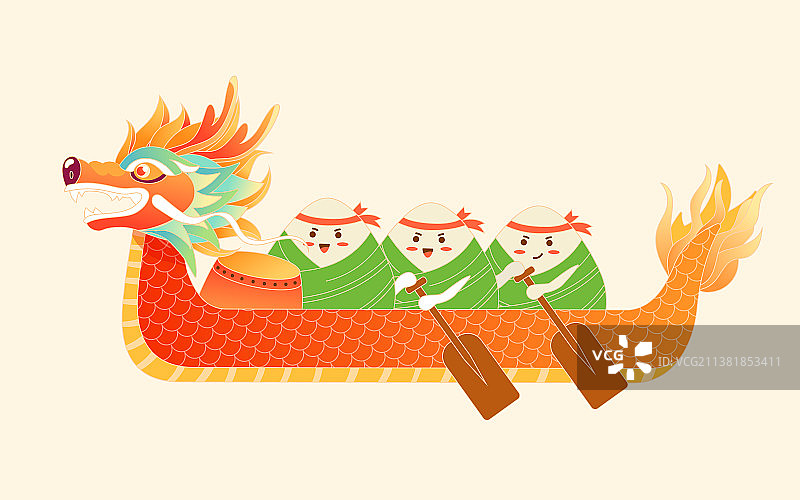 端午节赛龙舟国潮插画传统节日习俗活动海报图片素材