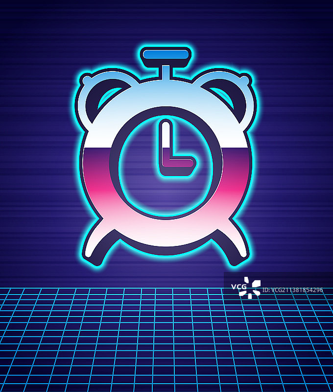 复古风格闹钟图标，未来主义背景图片素材