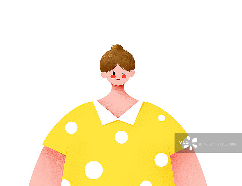 女孩半身肌理插画图片素材