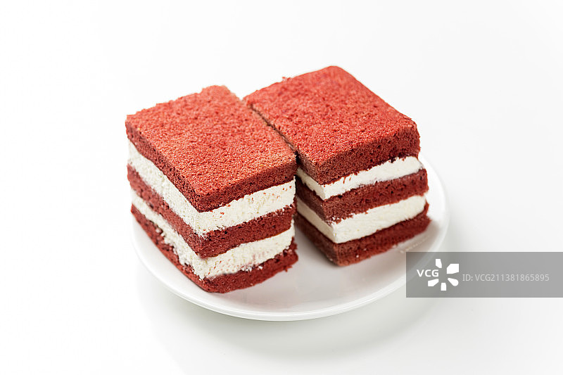 红丝绒蛋糕西点与咖啡奶茶特写图片素材