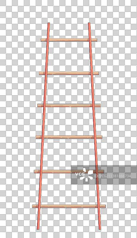插画梯子爬高木制梯子爬梯书架梯子图片素材