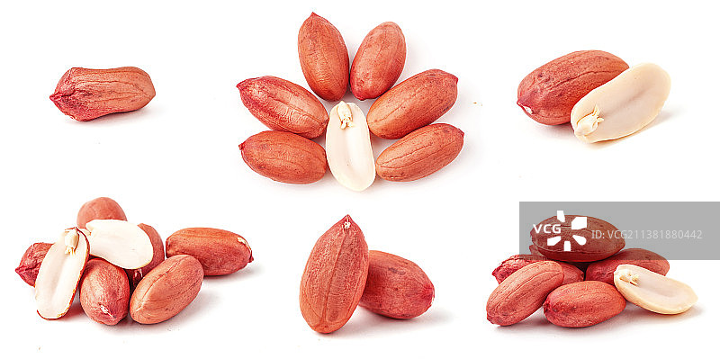 白色背景上的花生仁组合图图片素材