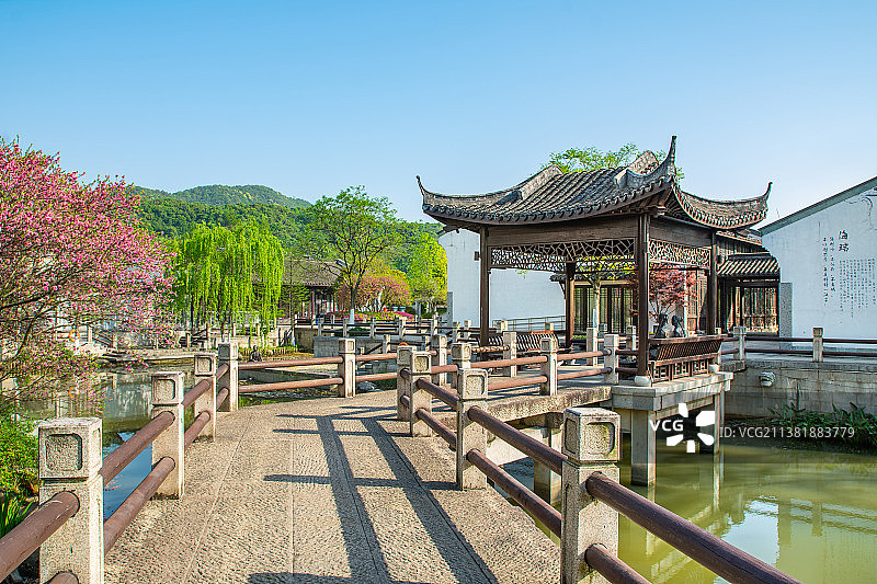 皋亭千桃园 浙江杭州上城区丁兰  皋亭山 千桃园 公园园林建筑景观图片素材