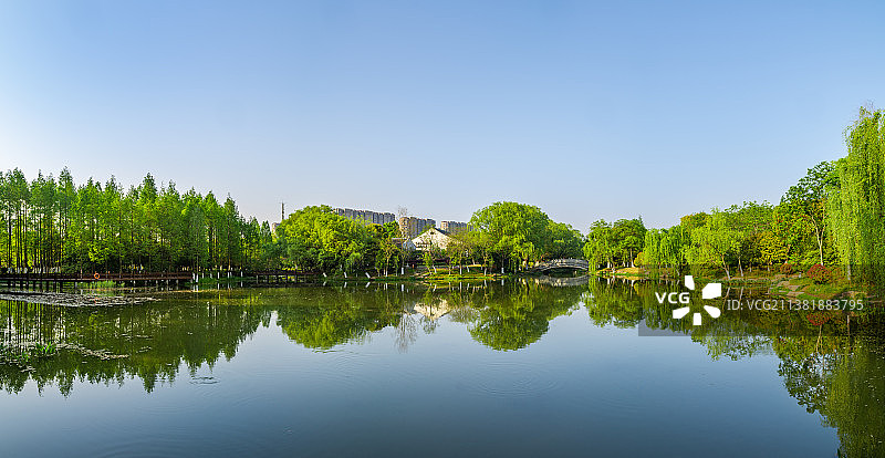 园林绿化 浙江杭州上城区丁兰  皋亭山 千桃园 公园园林景观图片素材