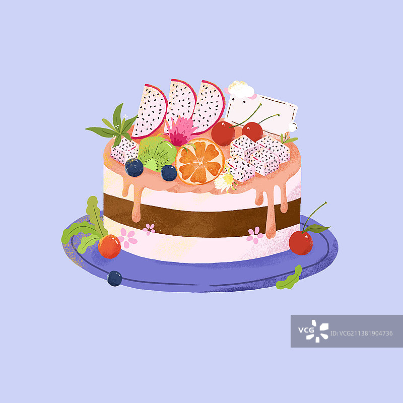 水果生日蛋糕插画图片素材