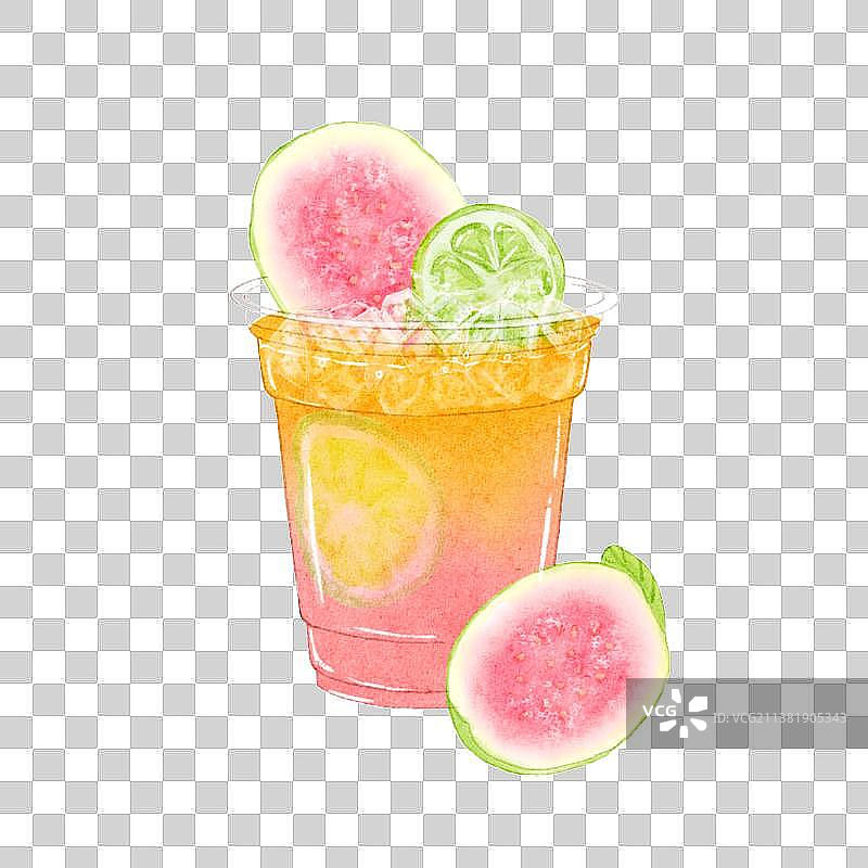 水彩芭乐柠檬汁图片素材