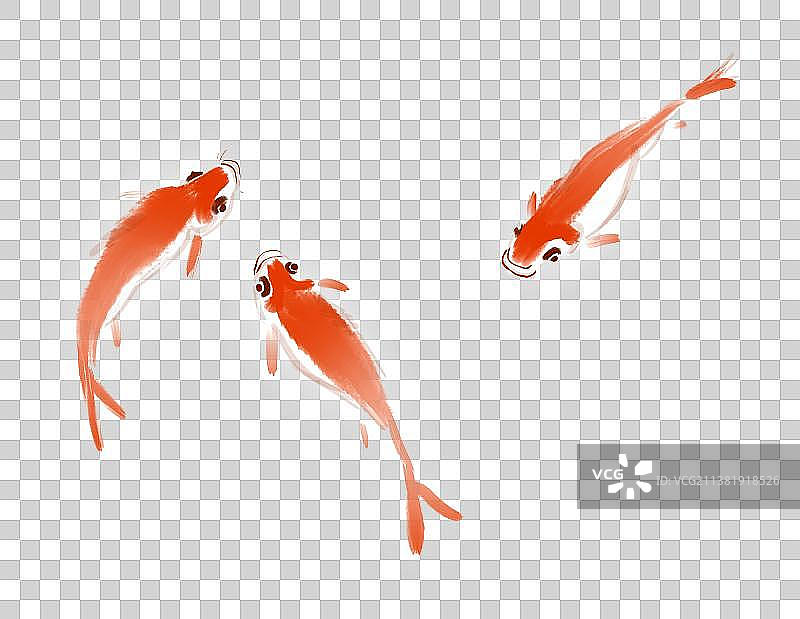 水墨笔触文艺设计插画元素鱼图片素材