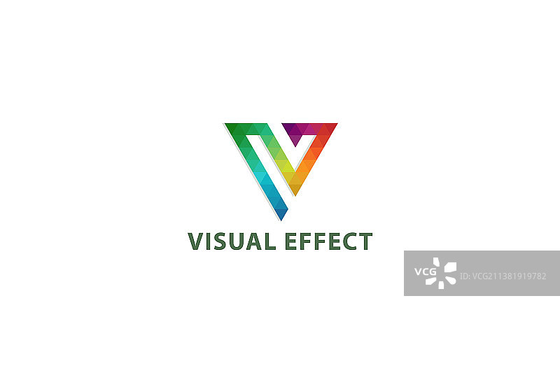 V字母创意彩色网格系统logo图片素材