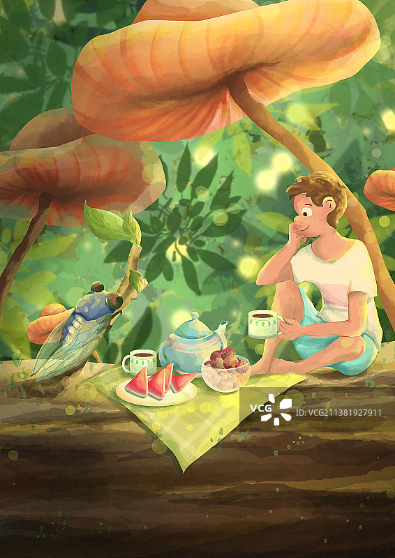 夏天在森林里的小憩图片素材