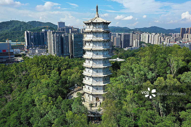 广东省深圳市福田区深圳国际园林花卉博览园航拍图片素材