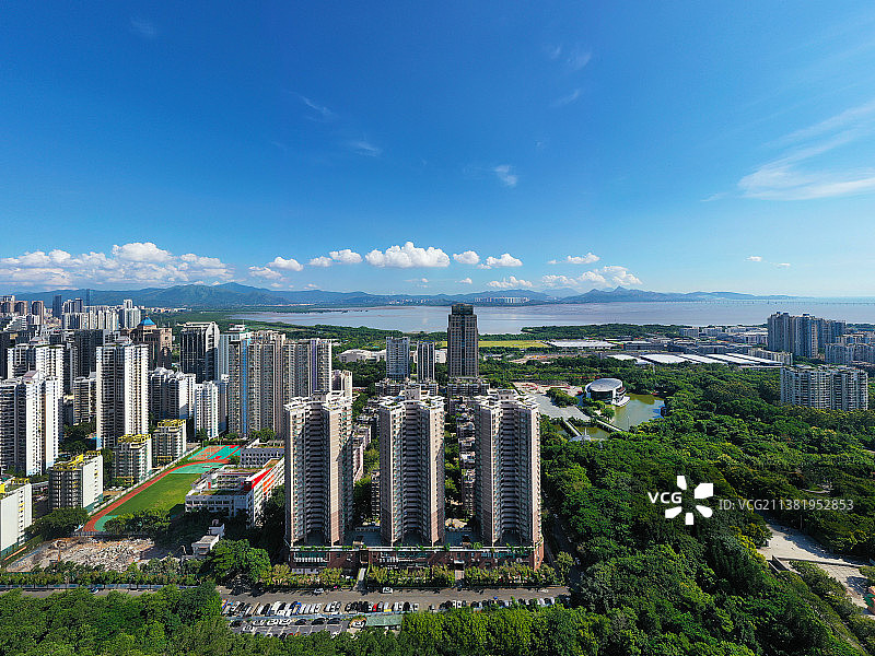 广东省深圳市福田区深圳国际园林花卉博览园航拍图片素材