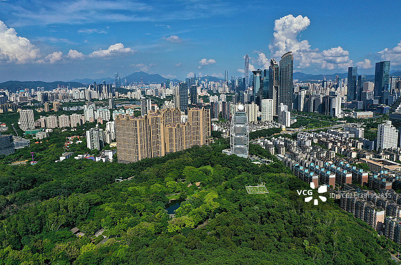 广东省深圳市福田区深圳国际园林花卉博览园航拍图片素材