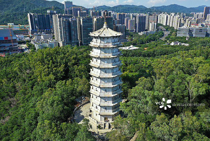 广东省深圳市福田区深圳国际园林花卉博览园航拍图片素材