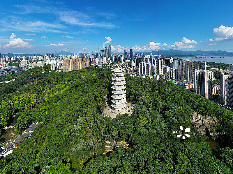 广东省深圳市福田区深圳国际园林花卉博览园航拍图片素材