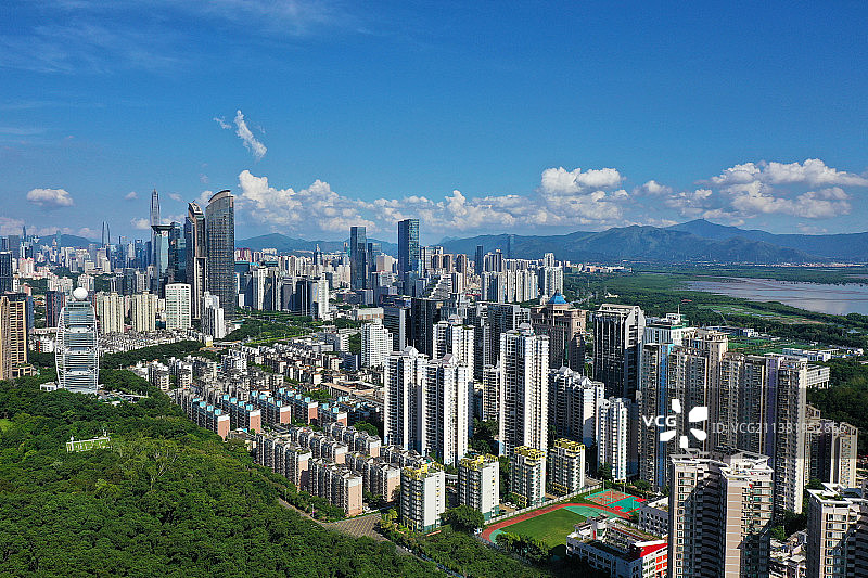 广东省深圳市福田区深圳国际园林花卉博览园航拍图片素材