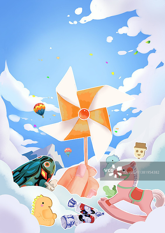 六一快乐回味童年海报（无字）图片素材