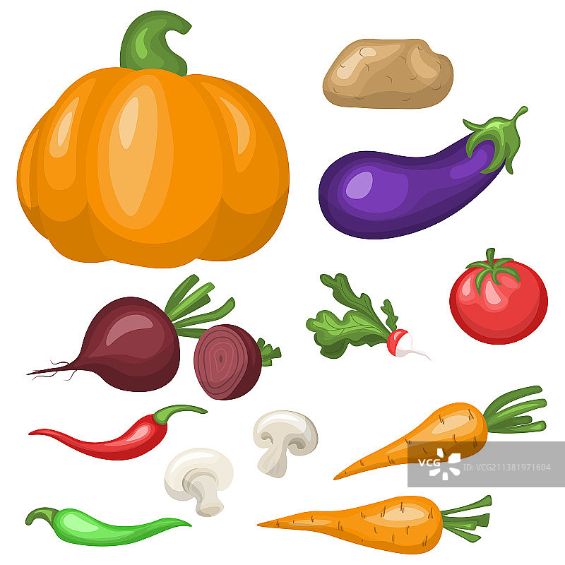 扁平蔬菜套装图片素材