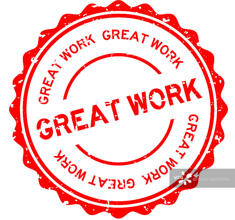 红色出色工作字样圆形橡胶印章图片素材