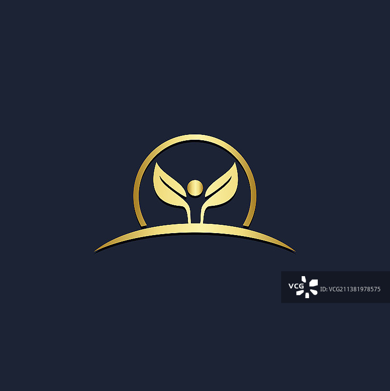 环保种子有机植物金色标志图片素材