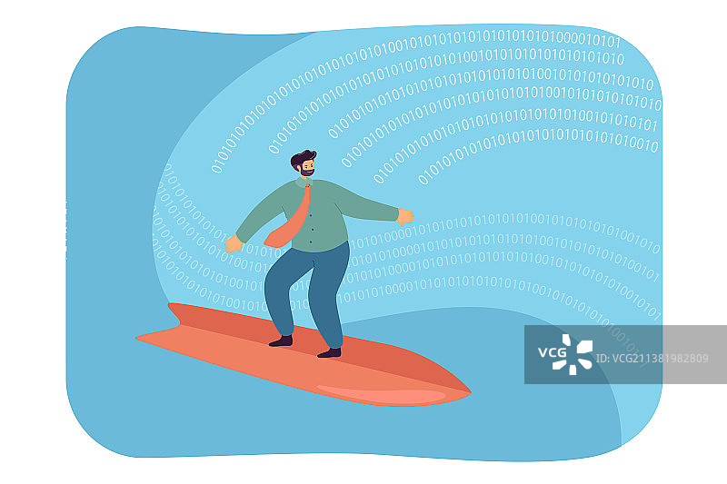 商人在数字海浪上冲浪图片素材