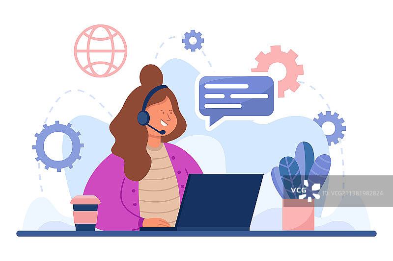 呼叫中心经理接听电话图片素材