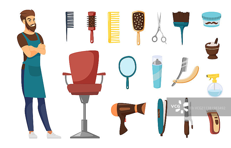 儿童理发师角色套装图片素材