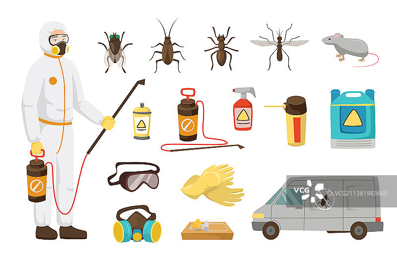 儿童害虫防治服务人员套装图片素材