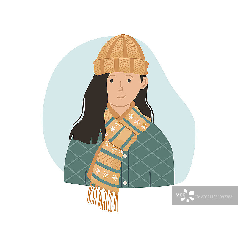 戴着冬季针织帽和围巾的女孩图片素材