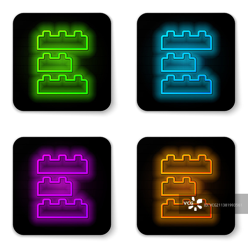 发光的霓虹灯线条玩具积木砖块图片素材