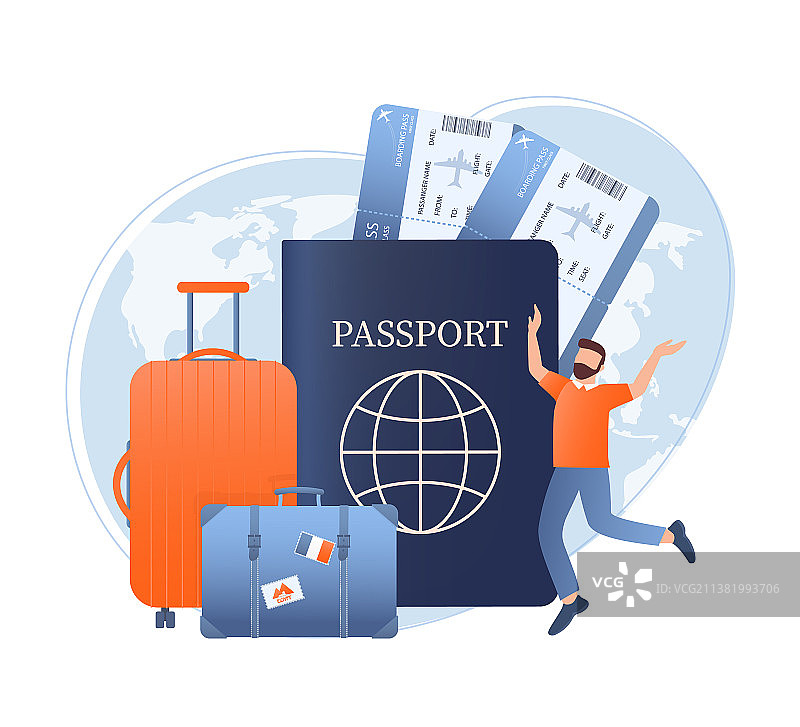 3D旅行主题着陆页插画图片素材