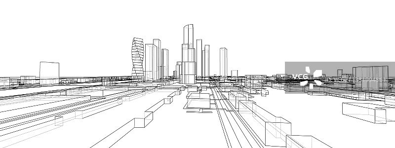 3D城市景观建筑与道路图片素材