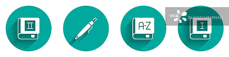 书籍、笔和翻译书图标图片素材