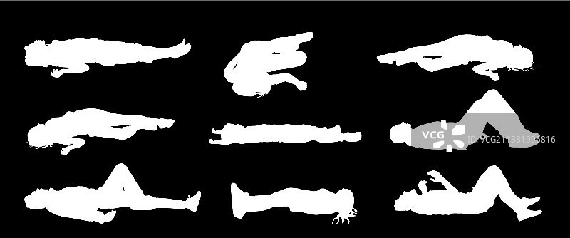 受伤昏迷的人躺倒的轮廓图片素材