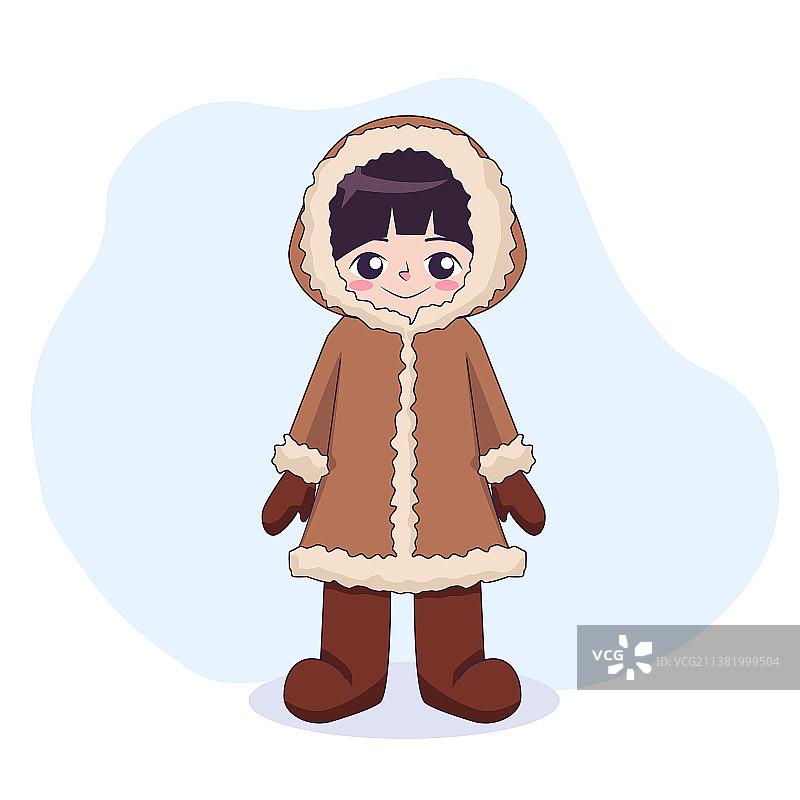 独立可爱的微笑爱斯基摩儿童绘画图片素材