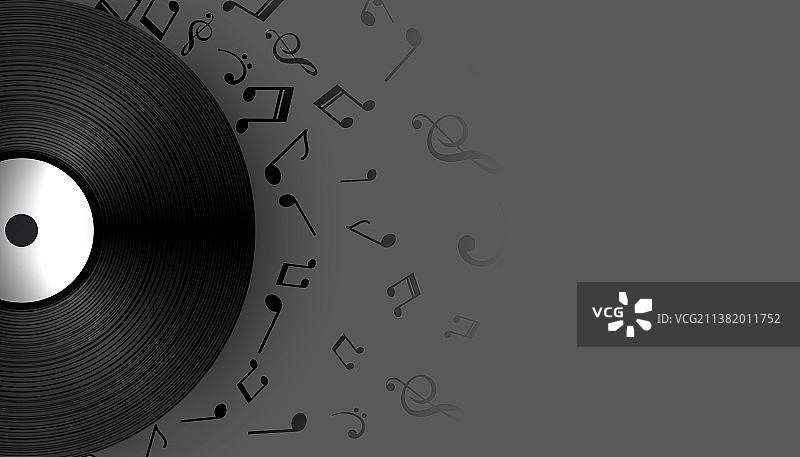 带音符的音乐黑胶唱片标签图片素材