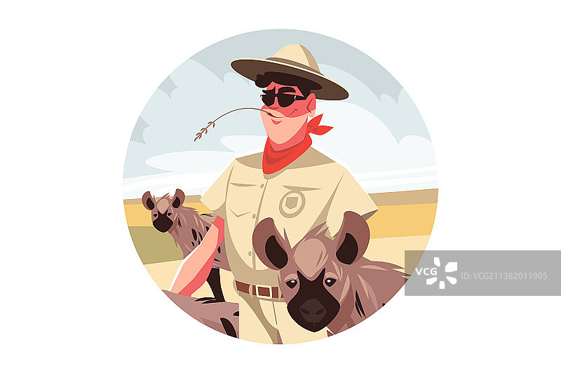 快乐的野生动物园游客图片素材