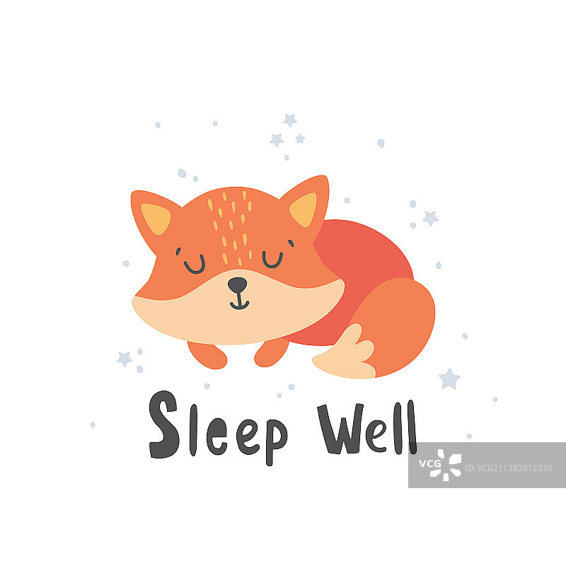 可爱的狐狸和文本图片素材