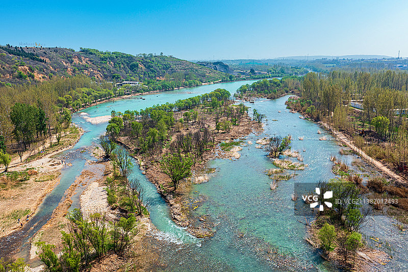 航拍鹤壁淇河风光图片素材
