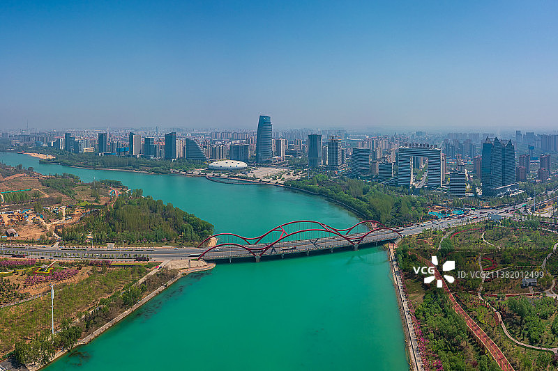 航拍鹤壁淇河风光图片素材