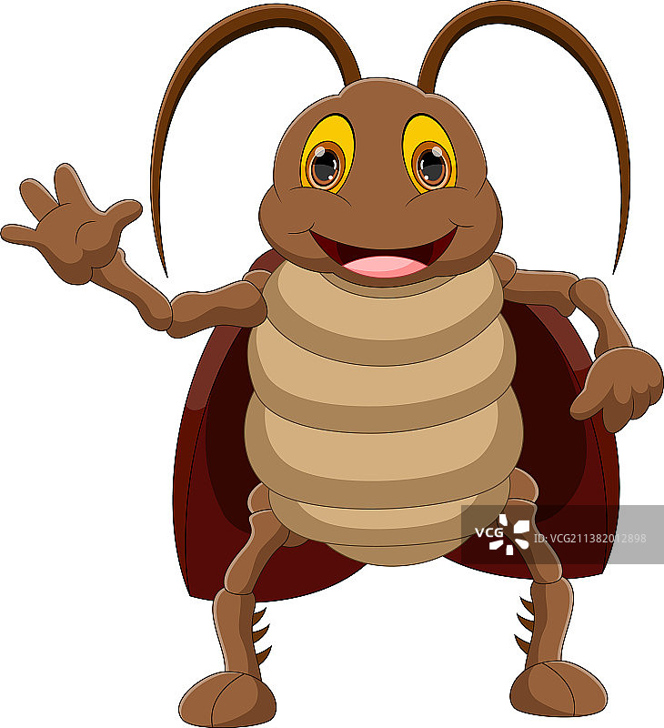 卡通可爱蟑螂挥手图片素材